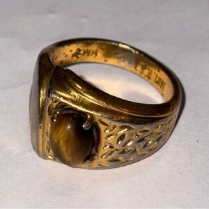 Gold Ring with Tiger's Eye Stone Size 10